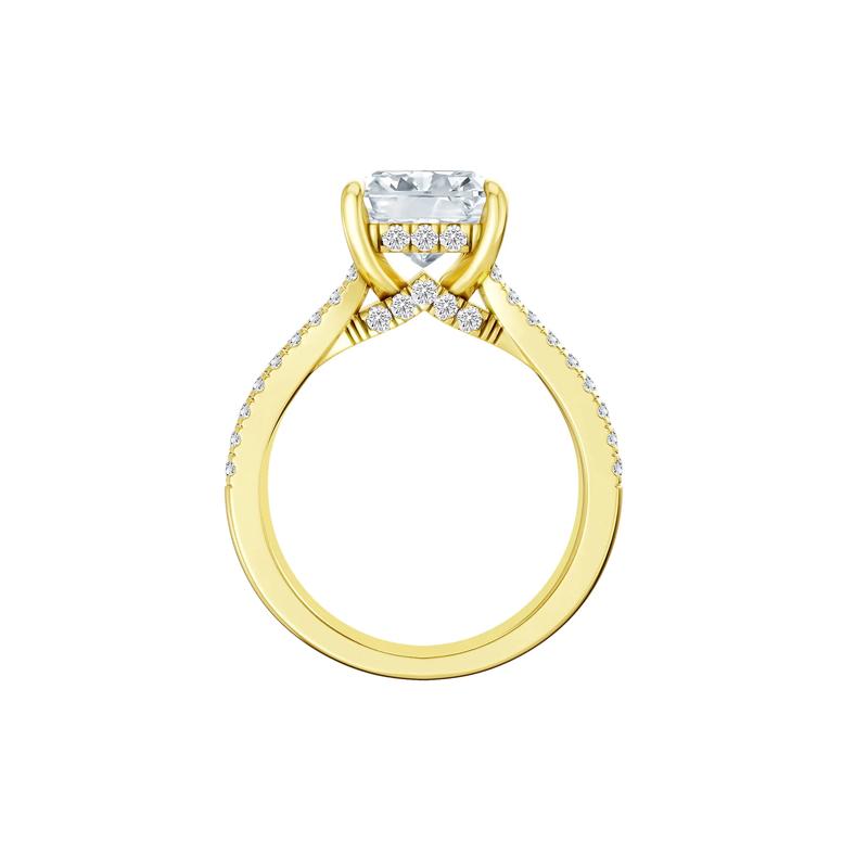 Lotus Lab Grown Diamond Radiant-Cut Engagement Ring in 18K Yellow Gold &#40;4 3/4 ct. tw.&#41; – Image 4 of 5