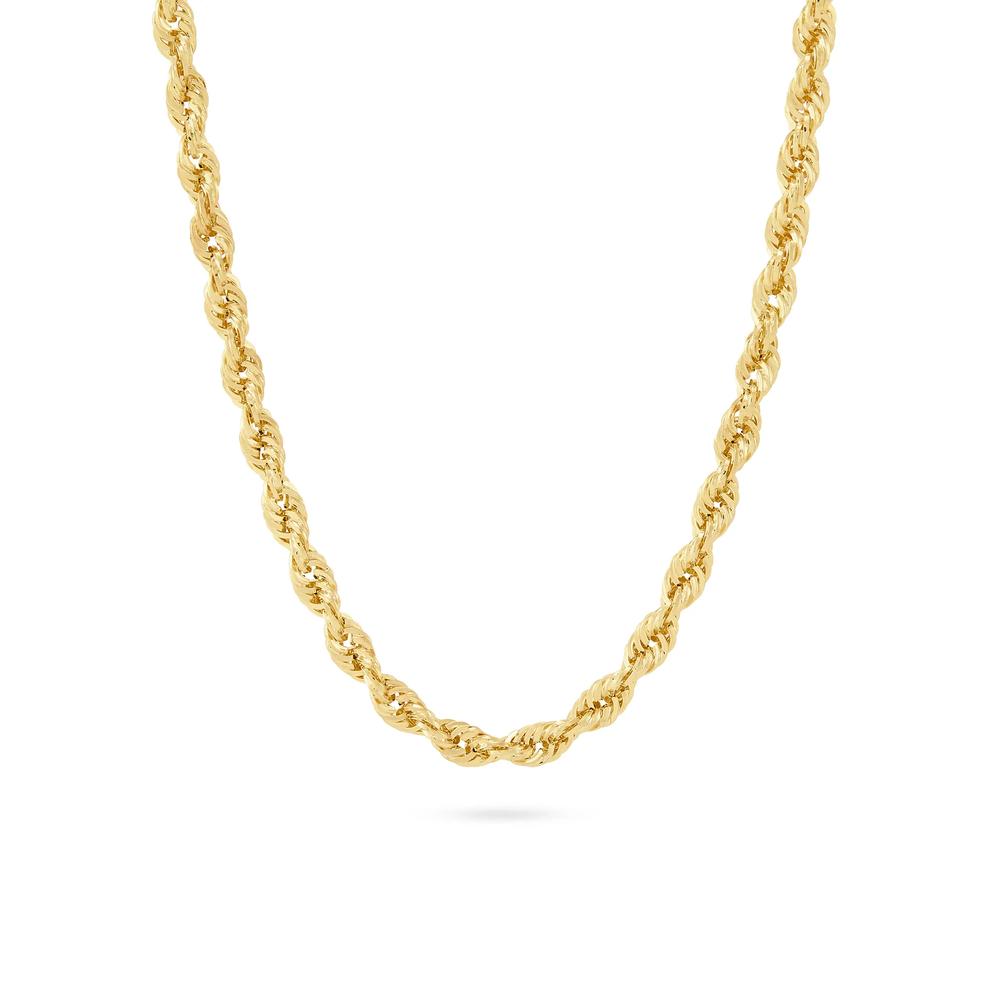 Heavy Hollow Glitter Rope Chain in 10K Yellow Gold, 3.85-4mm, 24" – Image 1 of 4