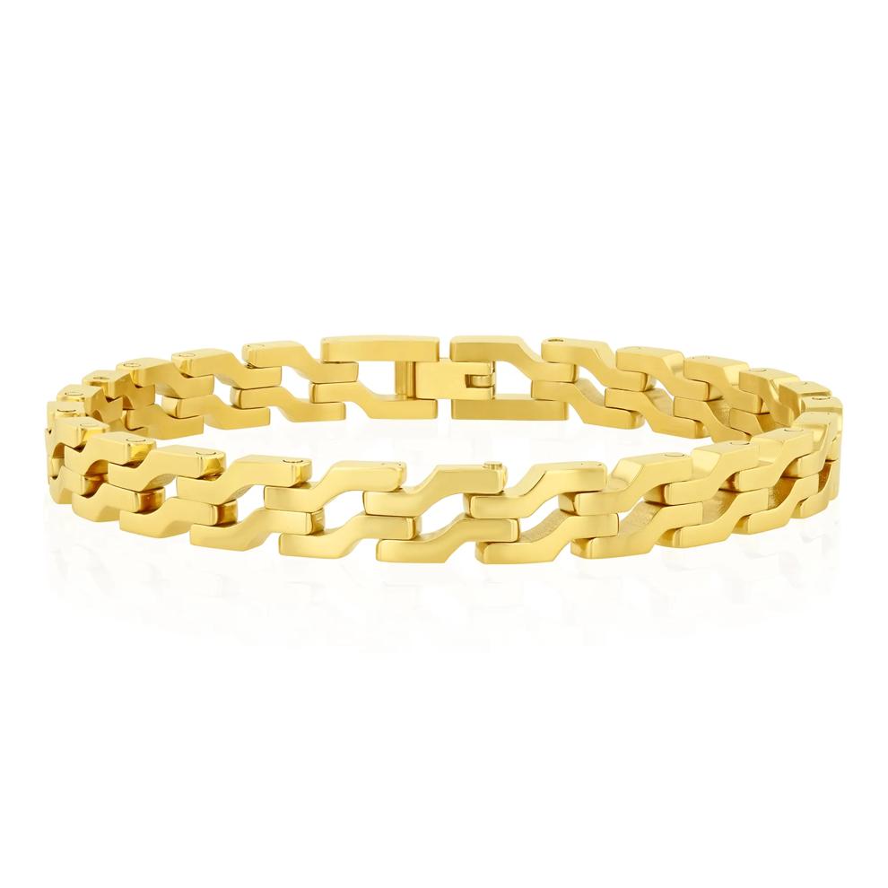 Yellow Ion-Plated High Polish S-Link Bracelet, 8.5" in Stainless Steel – Image 1 of 3