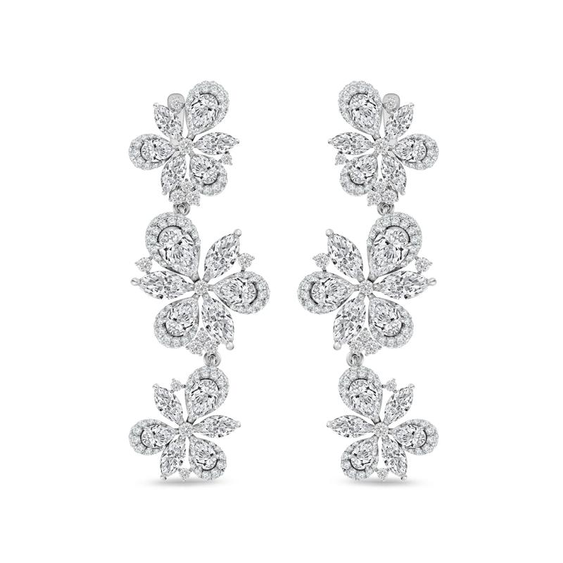 Lab Grown Diamond Multi-Stone Earrings in 14K White Gold &#40;14 ct. tw.&#41; – Image 2 of 3