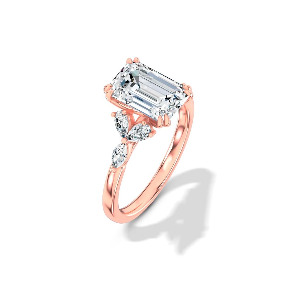 Lab Grown Diamond Emerald-Cut Center Engagement Ring in 14K Rose Gold (3 3/8 ct. tw.) – Image 4 of 4