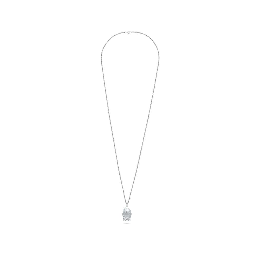 Men's Diamond Basketball &amp; Net Pendant Necklace in Sterling Silver – Image 3 of 4