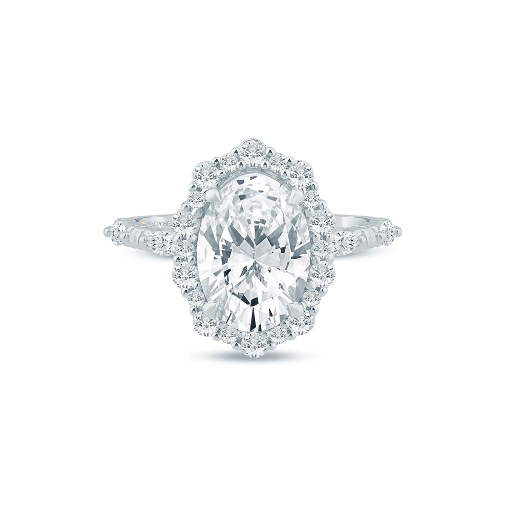 Lab Grown Diamond Oval Halo Engagement Ring in 14K White and Yellow Gold (3 1/2 ct. tw.) – Image 1 of 3