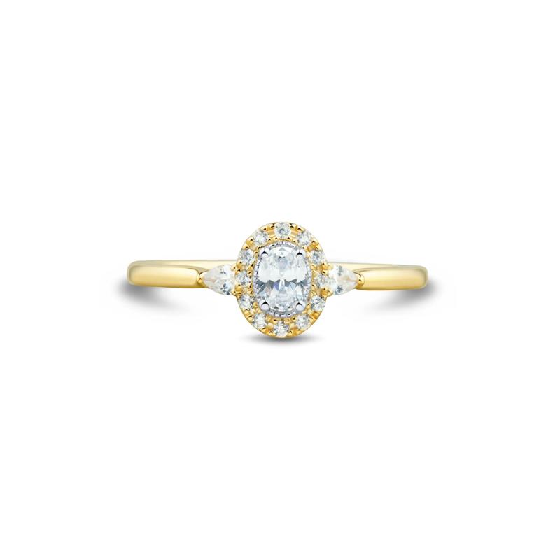 Oval Lab Grown Diamond Ring in 10K Yellow Gold &#40;1/3 ct. tw.&#41; – Image 1 of 3