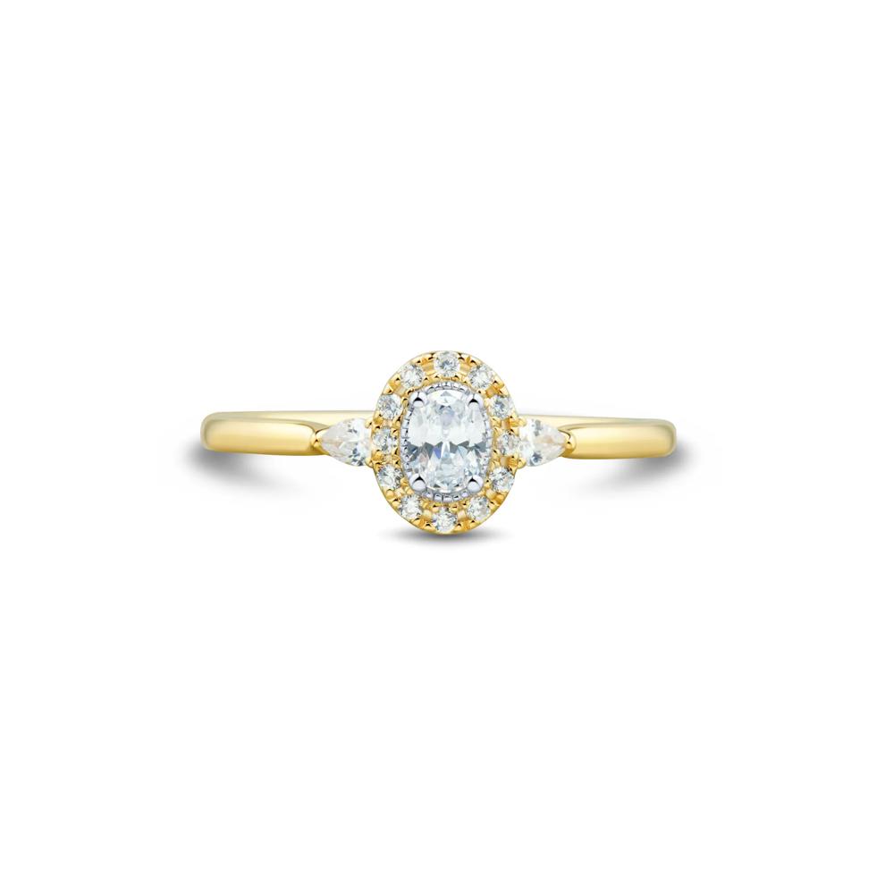 Oval Lab Grown Diamond Ring in 10K Yellow Gold (1/3 ct. tw.) – Image 1 of 3