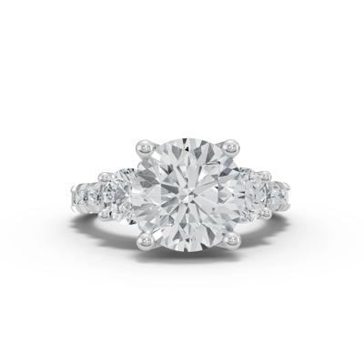 Lab Grown Diamond Round Center Three-Stone Ring in 14K White Gold (5 ct. tw.)