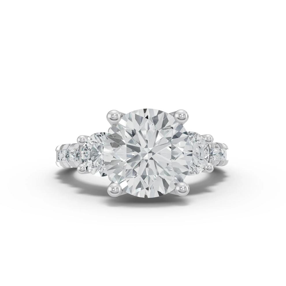 Lab Grown Diamond Round Center Three-Stone Ring in 14K White Gold (5 ct. tw.) – Image 1 of 4