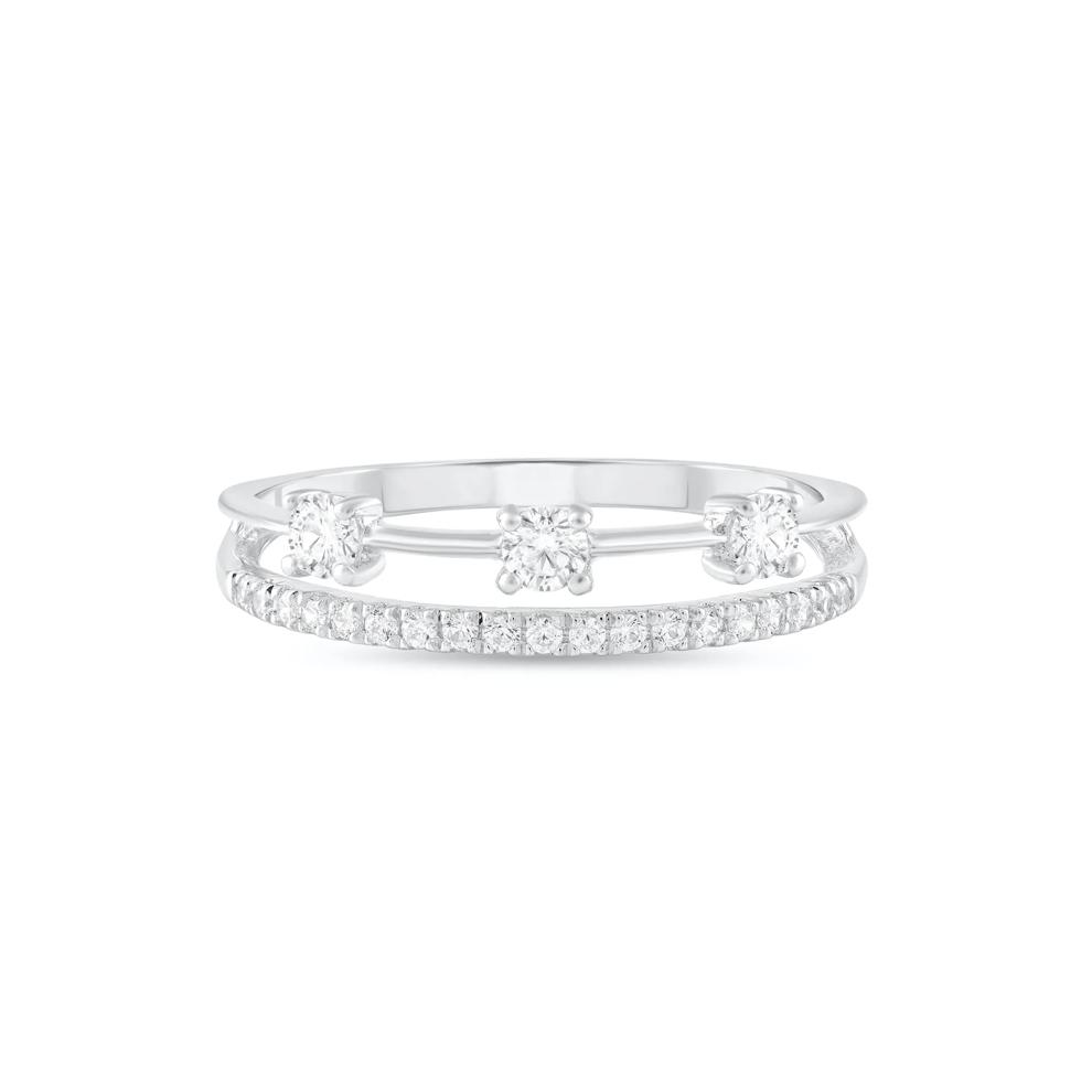 Diamond Double Row Ring in Sterling Silver (1/3 ct. tw.) – Image 1 of 4