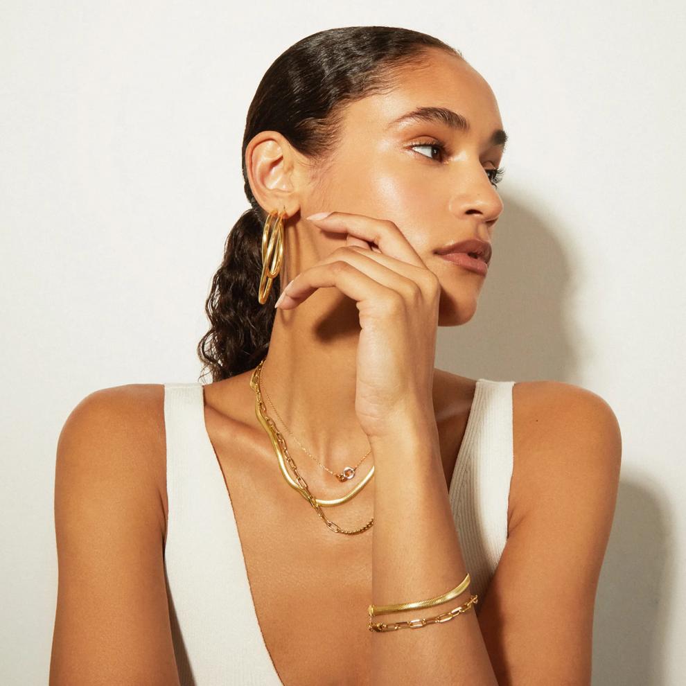 Snake Chain Bracelet in Vermeil, 7.5" – Image 6 of 6