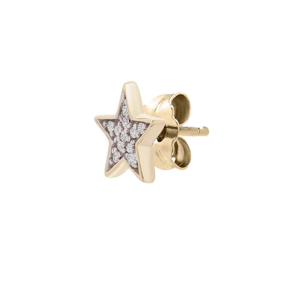 Single Diamond Stud Earring Star in 10K Yellow Gold – Image 2 of 2