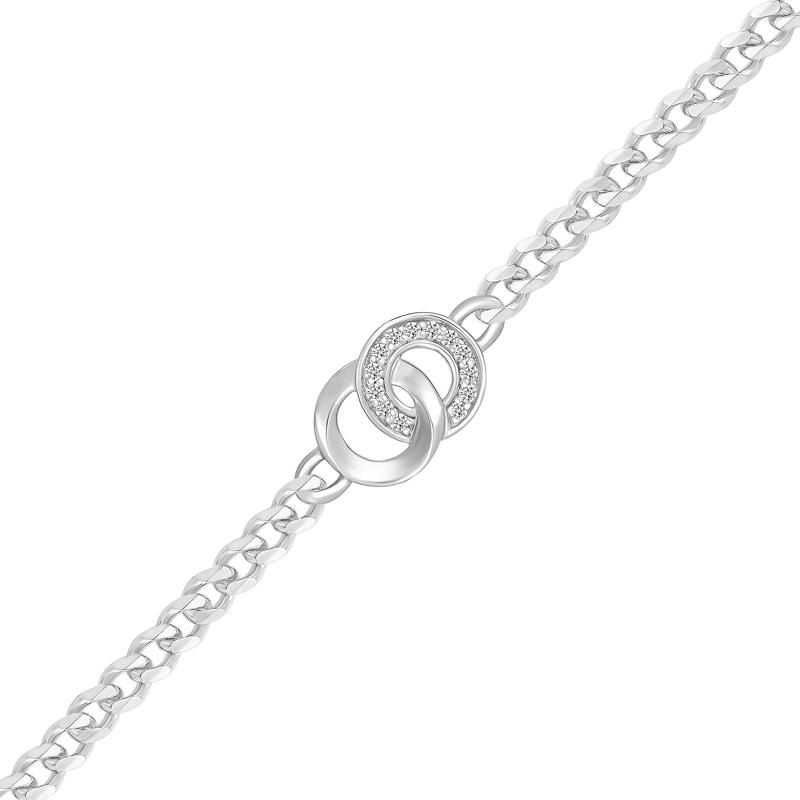 Diamond Connection Chain Link Bracelet in Sterling Silver &#40;1/10 ct. tw.&#41; – Image 2 of 2