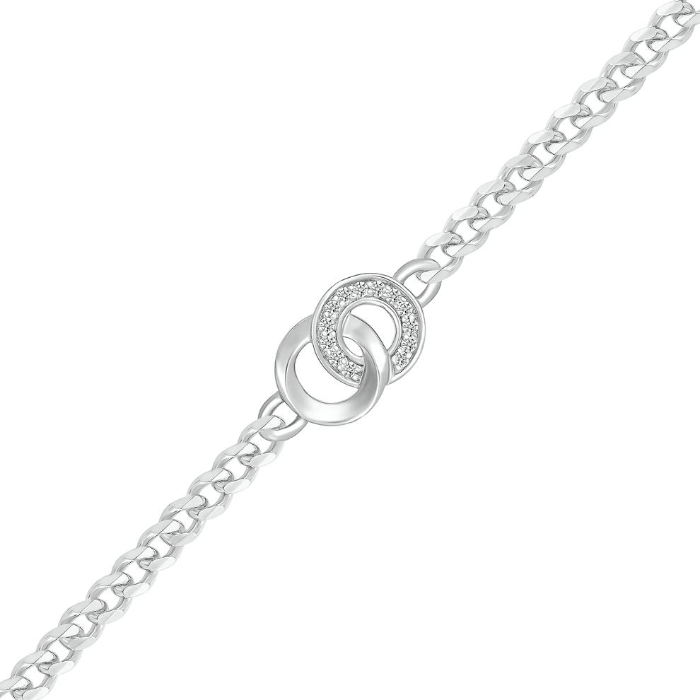 Diamond Connection Chain Link Bracelet in Sterling Silver (1/10 ct. tw.) – Image 2 of 2