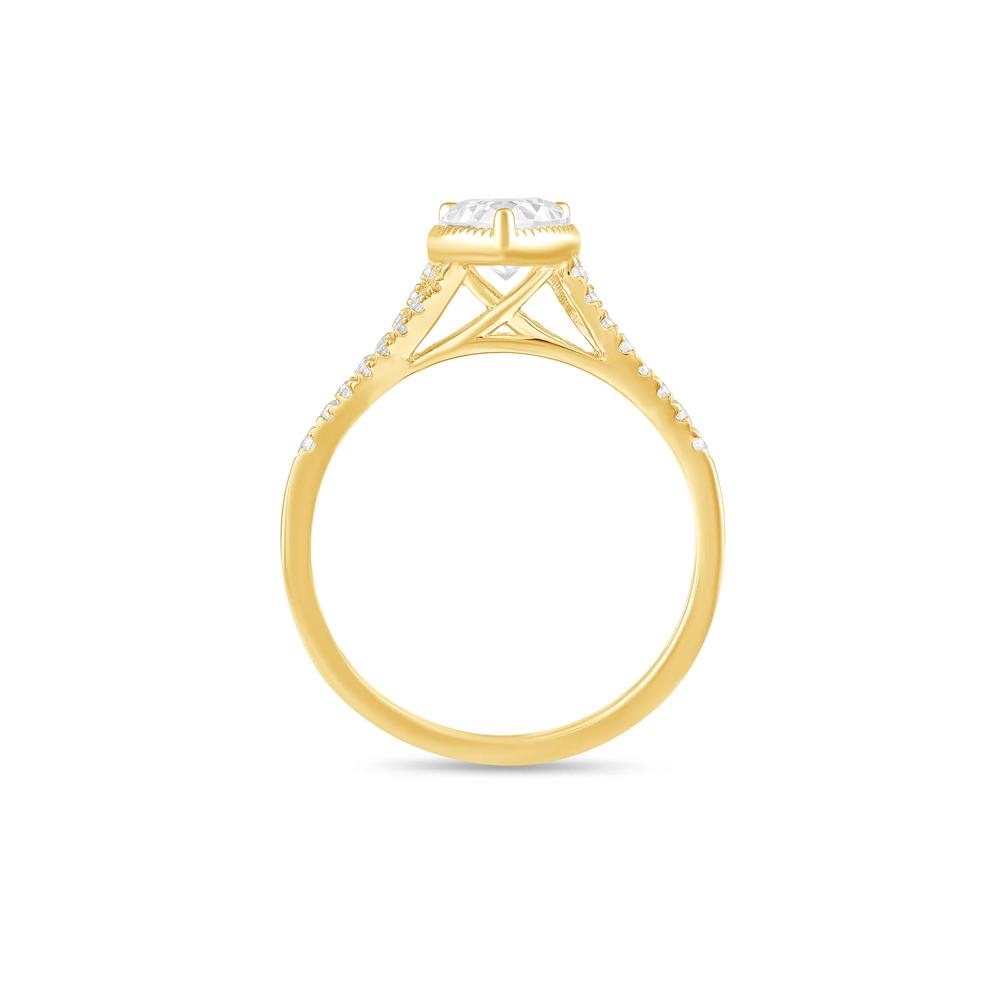 Lab Grown Diamond Pear-Shaped Center Split-Shank Engagement Ring in 10K Yellow Gold (1 1/4 ct. tw.) – Image 2 of 4