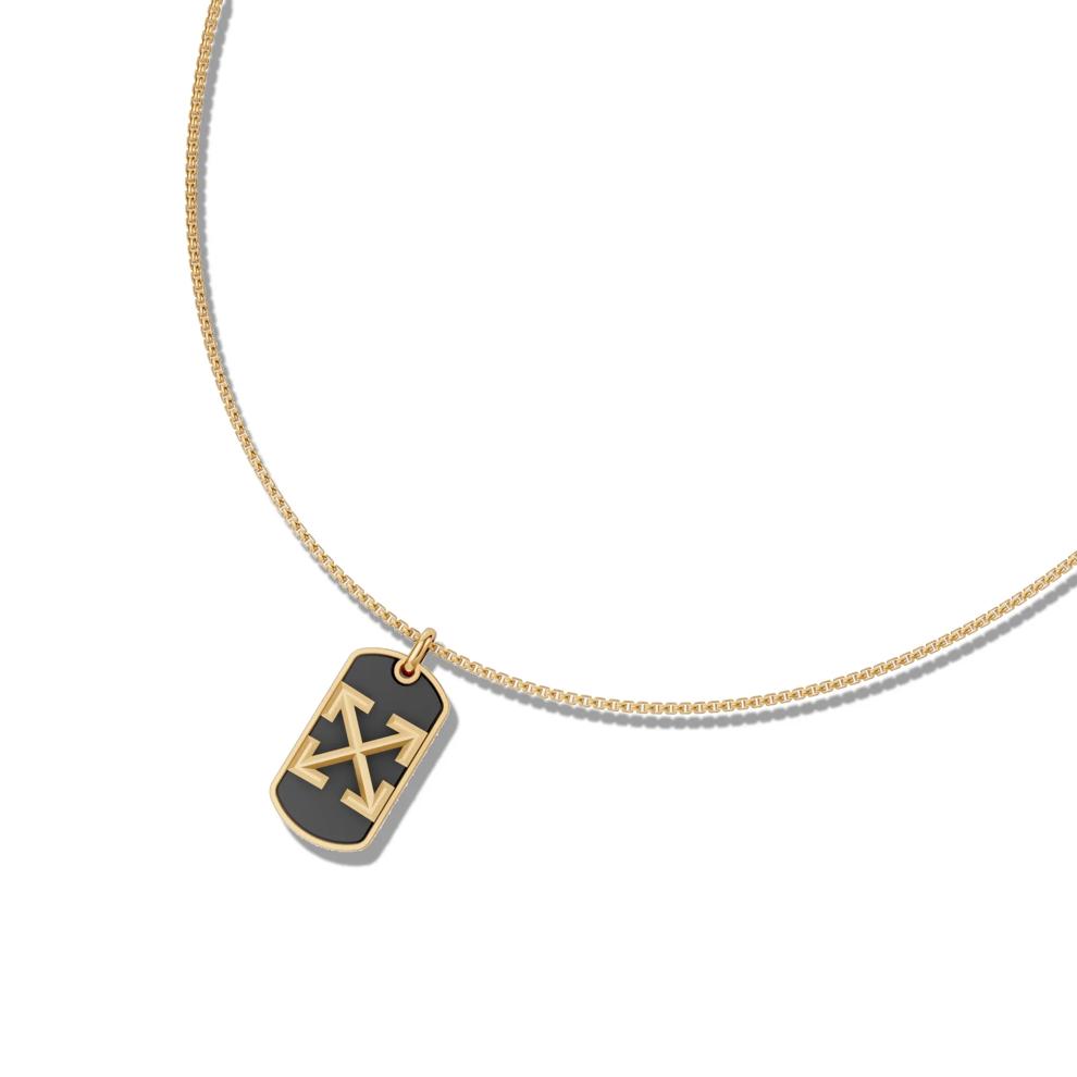 Men's Black Onyx Arrow Design Dog Tag Pendant Necklace in Vermeil – Image 4 of 4