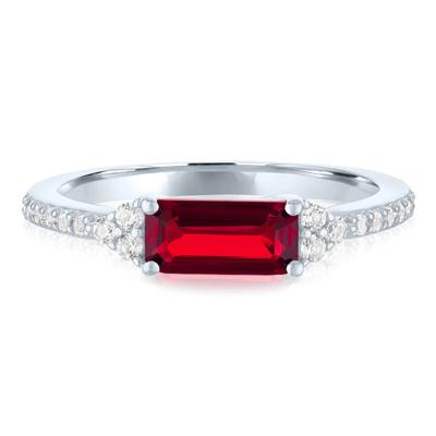 Lab-Created Ruby & Lab-Created White Sapphire East-West Ring in Sterling Silver