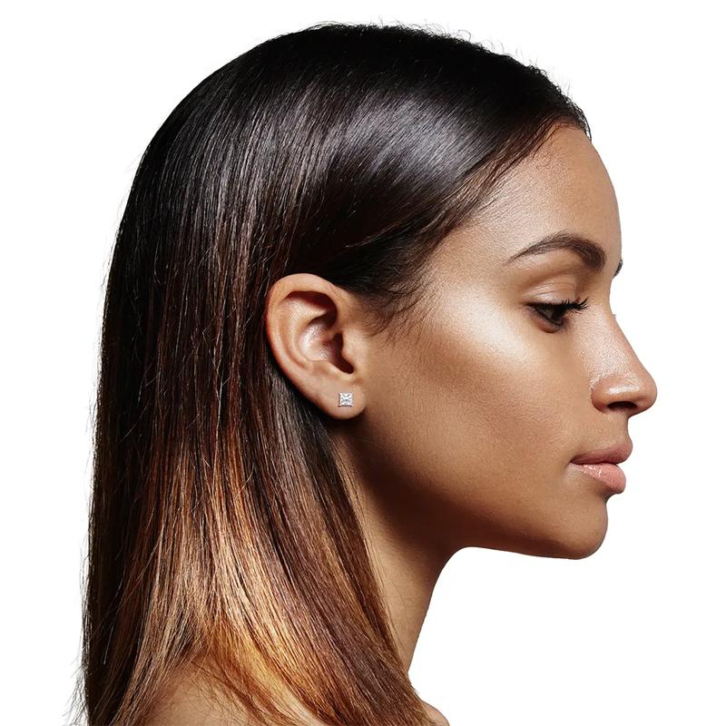 Diamond Princess-Cut Solitaire Stud Earrings in 14K White Gold &#40;1/2 ct. tw.&#41; – Image 2 of 3