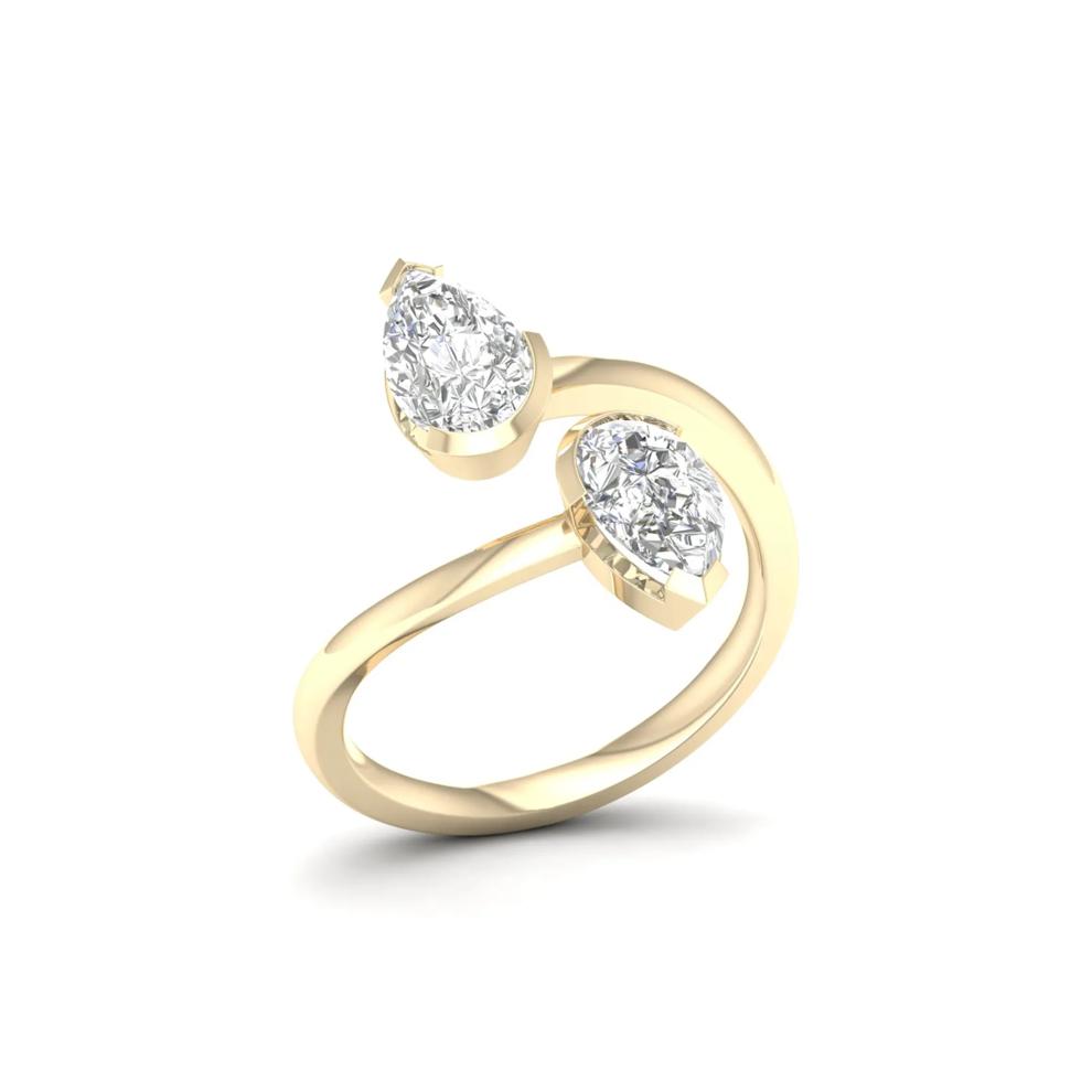 Lab Grown Diamond Two-Stone Wrap Ring in 10K Yellow Gold (2 ct. tw.) – Image 2 of 4