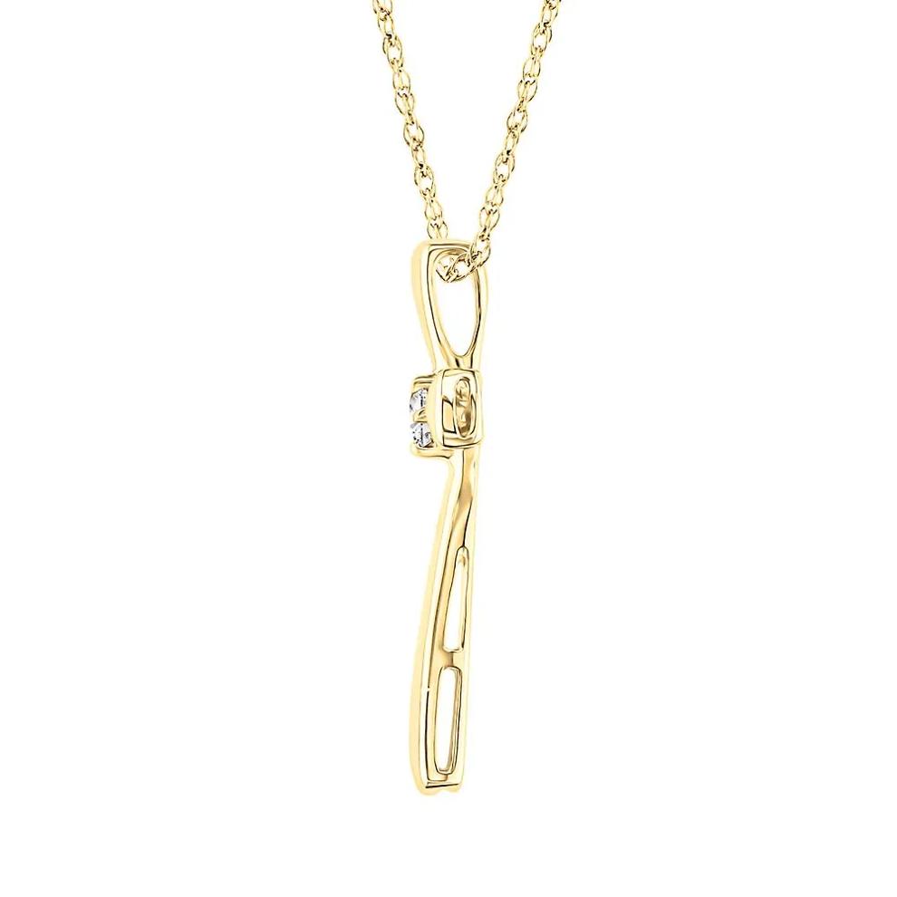 Diamond Cross Pendant in 10K Yellow Gold – Image 2 of 3