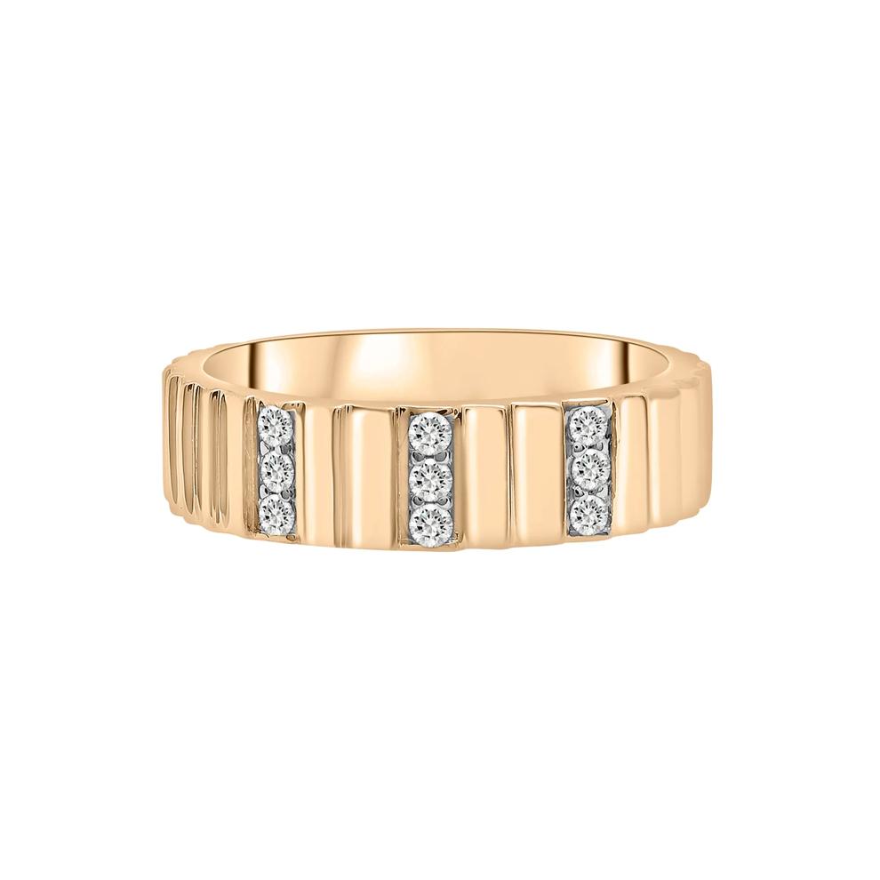 Diamond Multi-Row Ribbed Ring in Vermeil (1/7 ct. tw.) – Image 1 of 7