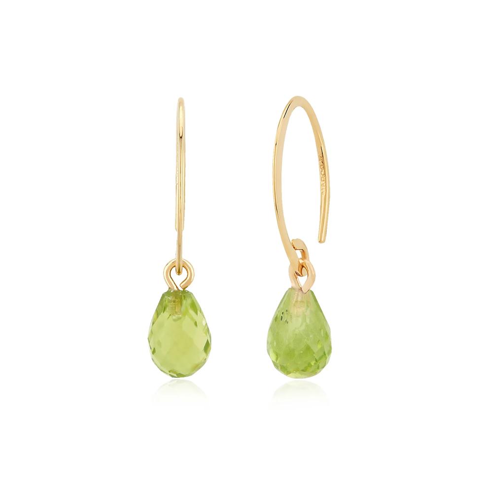 Briolette Gemstone Ear Wire Drop Earrings in 14K Yellow Gold – Image 7 of 8