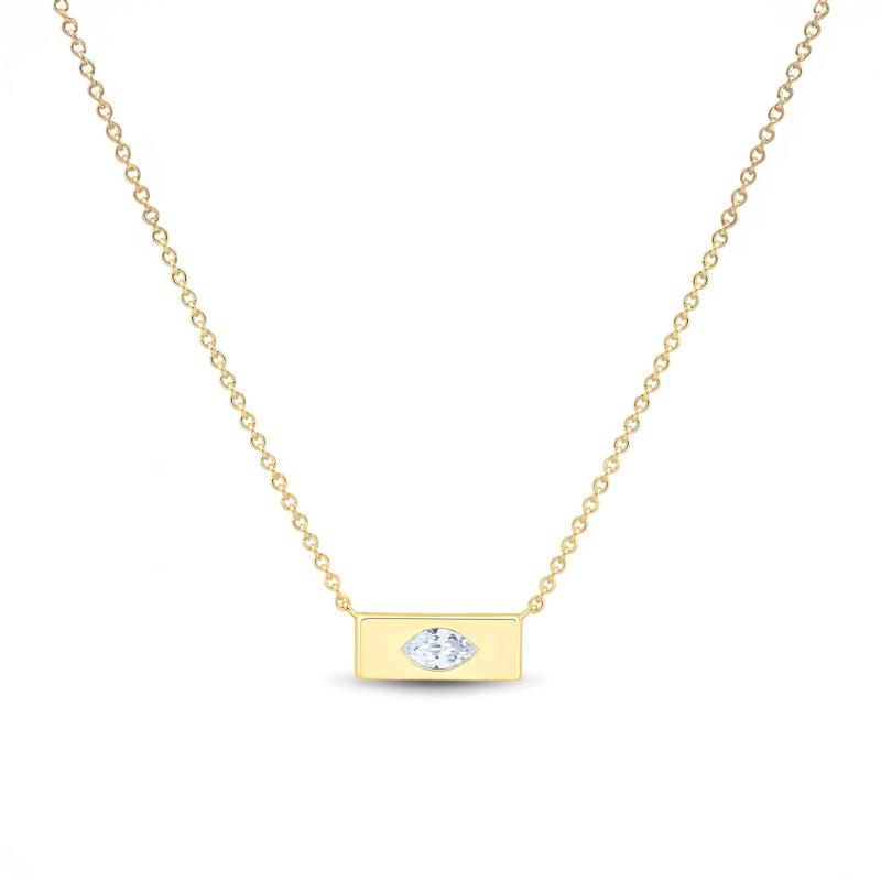 Lab Grown Diamond Marquise Bar Necklace in Vermeil &#40;1/4 ct. tw.&#41; – Image 1 of 3
