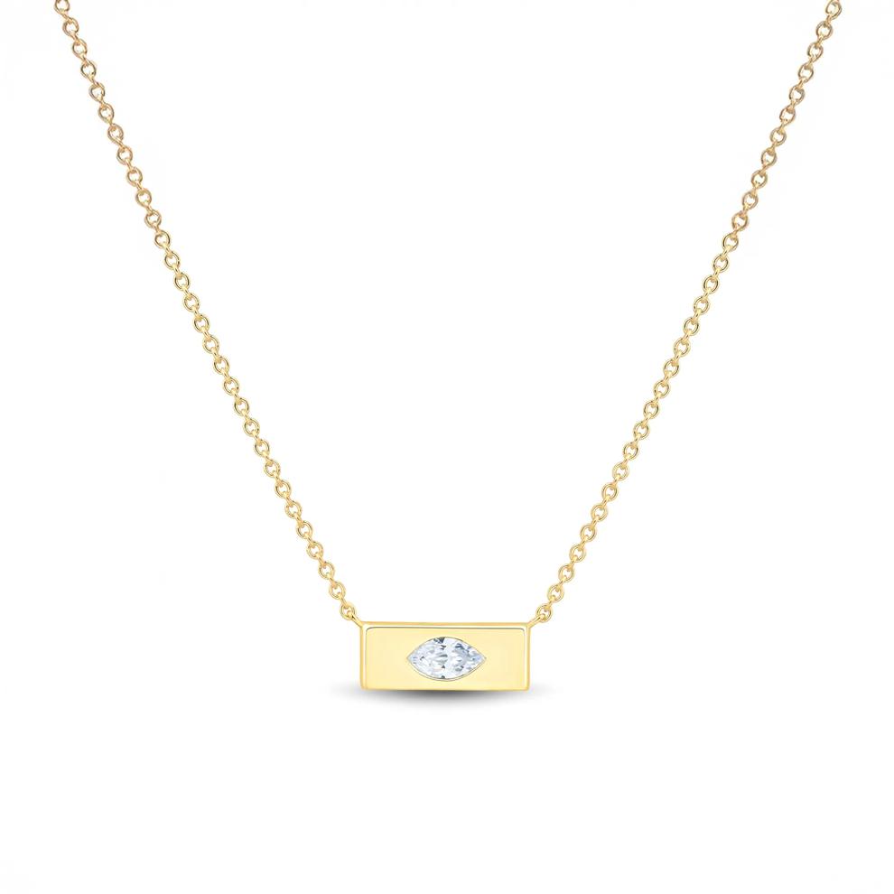 Lab Grown Diamond Marquise Bar Necklace in Vermeil (1/4 ct. tw.) – Image 1 of 3