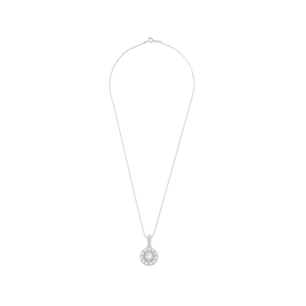 Diamond Round Halo Pendant in 10K White Gold (1/2 ct. tw.) – Image 3 of 4