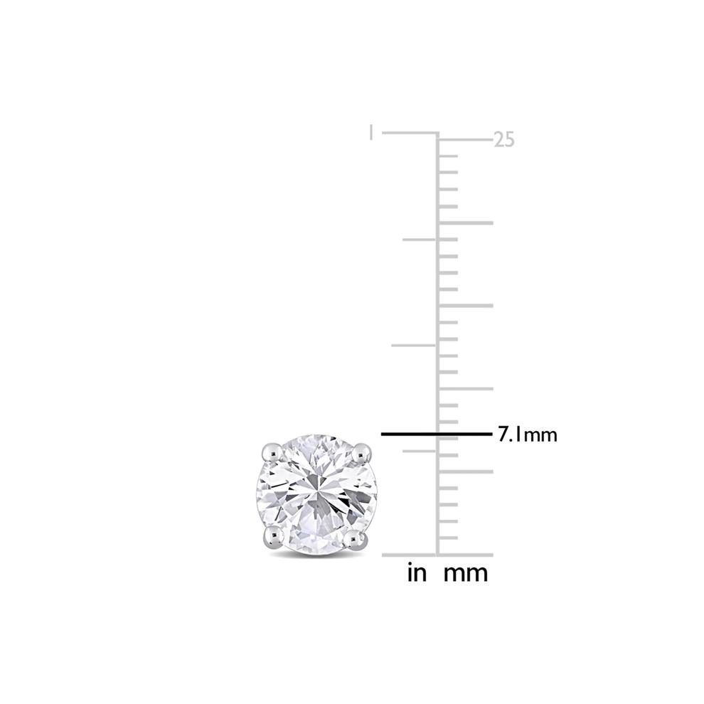 Lab Created White Sapphire Stud Earrings with Heart Baskets in Sterling Silver – Image 2 of 3