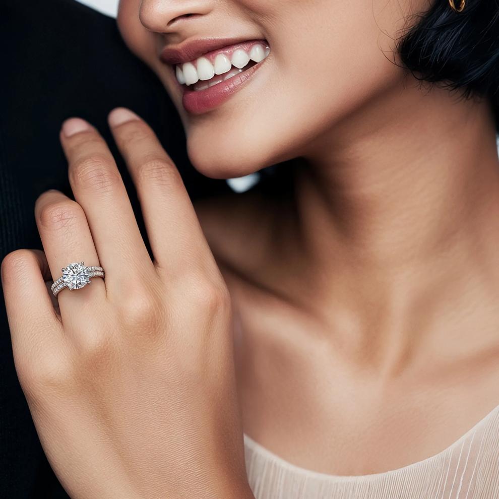Lab Grown Diamond Wedding Set in 14K White Gold (3 &frac12; ct. tw.) – Image 7 of 7