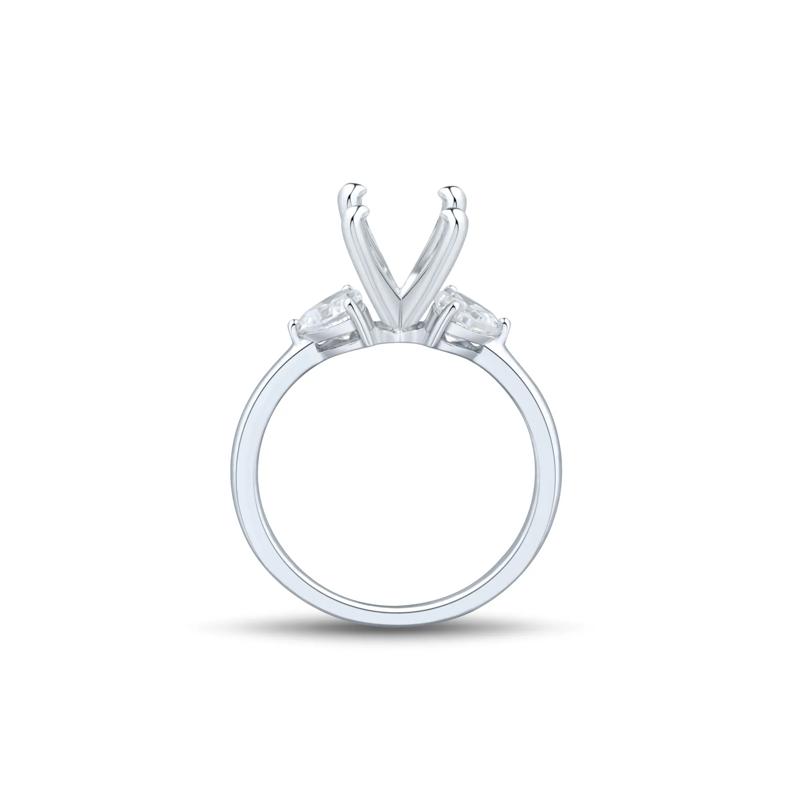 Lab Grown Diamond Heart-Shaped Side Stone Semi-Mount Engagement Ring in 14K White Gold &#40;5/8 ct. tw.&#41; &#40;Setting Only&#41; – Image 2 of 6