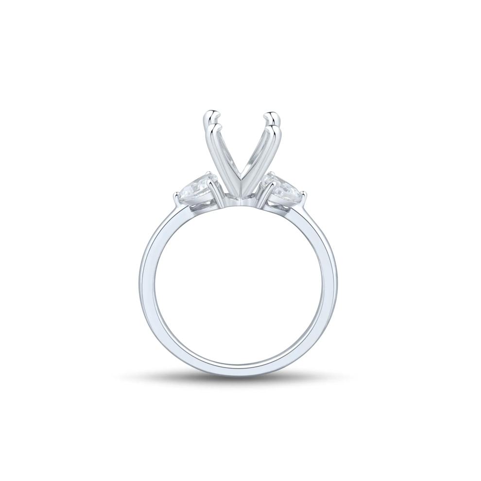 Lab Grown Diamond Heart-Shaped Side Stone Semi-Mount Engagement Ring in 14K White Gold (5/8 ct. tw.) (Setting Only) – Image 2 of 6