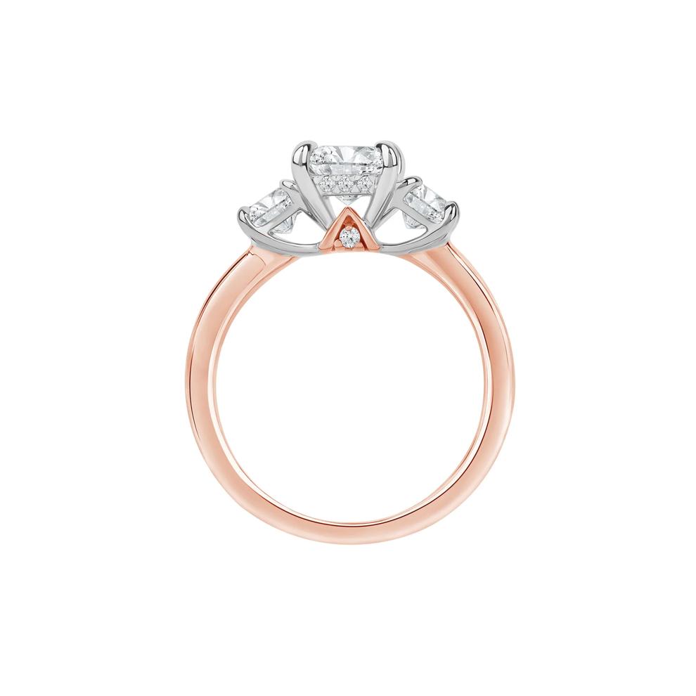 Scottie Lab Grown Diamond Radiant-Cut Three-Stone Engagement Ring in 14K White and Rose Gold (3 ct. tw.) – Image 2 of 5