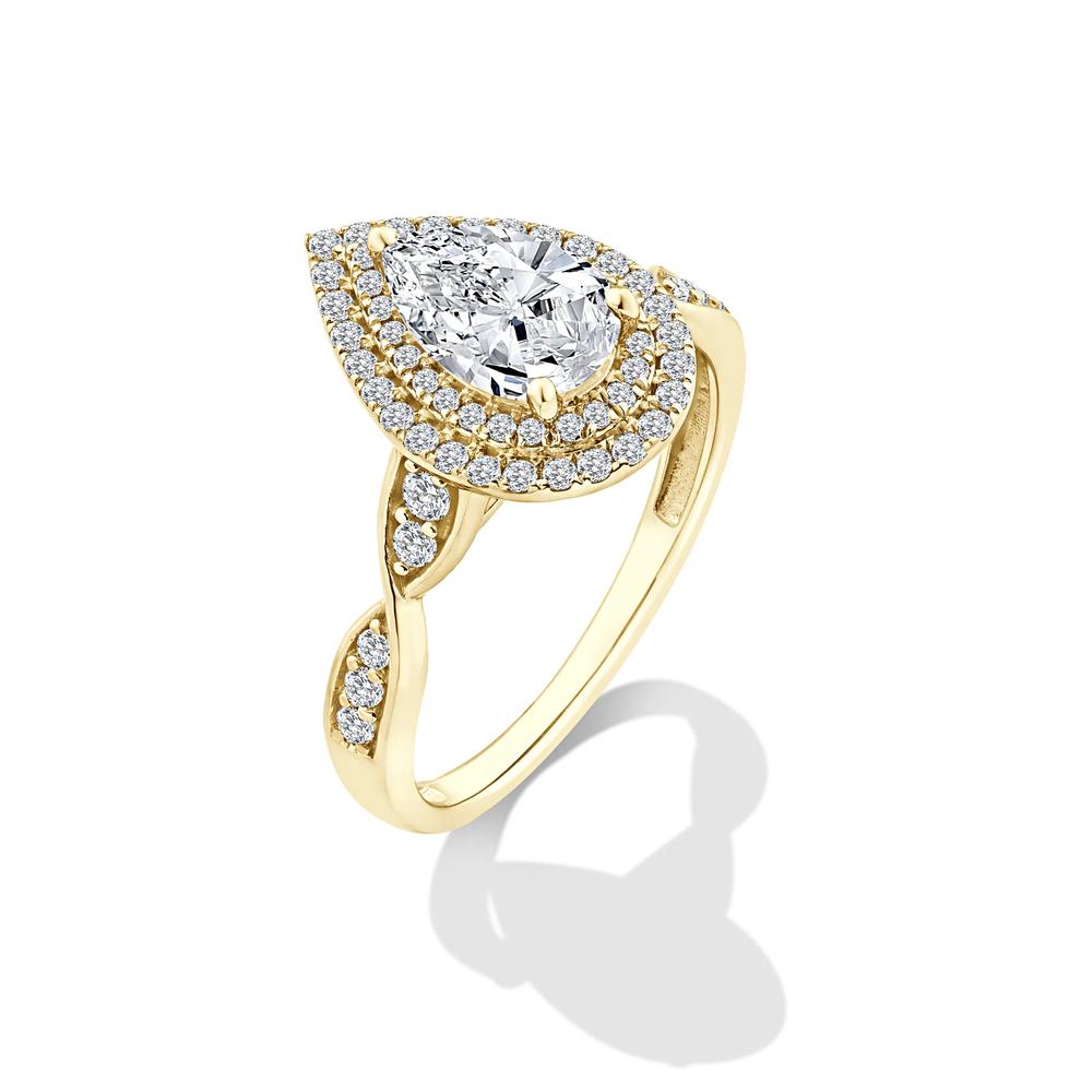 Lab Grown Diamond Pear-Shaped Center Engagement Ring in 10K Yellow Gold (1 3/8 ct. tw.) – Image 4 of 4