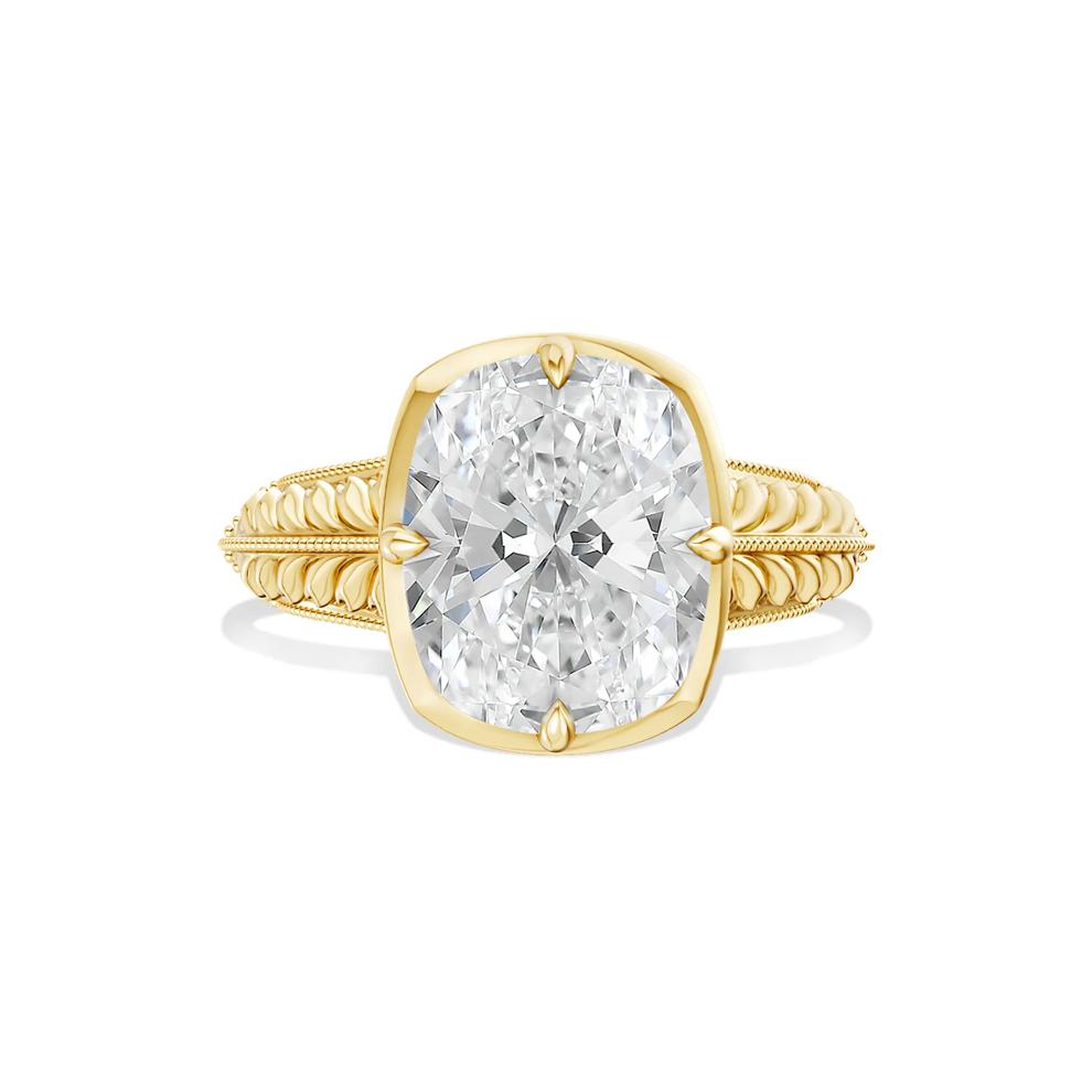 Lana Lab Grown Diamond Elongated Cushion-Cut Solitaire Engagement Ring in 18K Yellow Gold (5 ct.) – Image 1 of 4