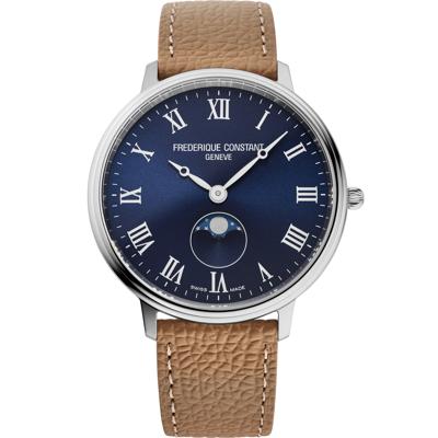 Gent's Quartz Moonphase Watch With a Brown Lather Strap