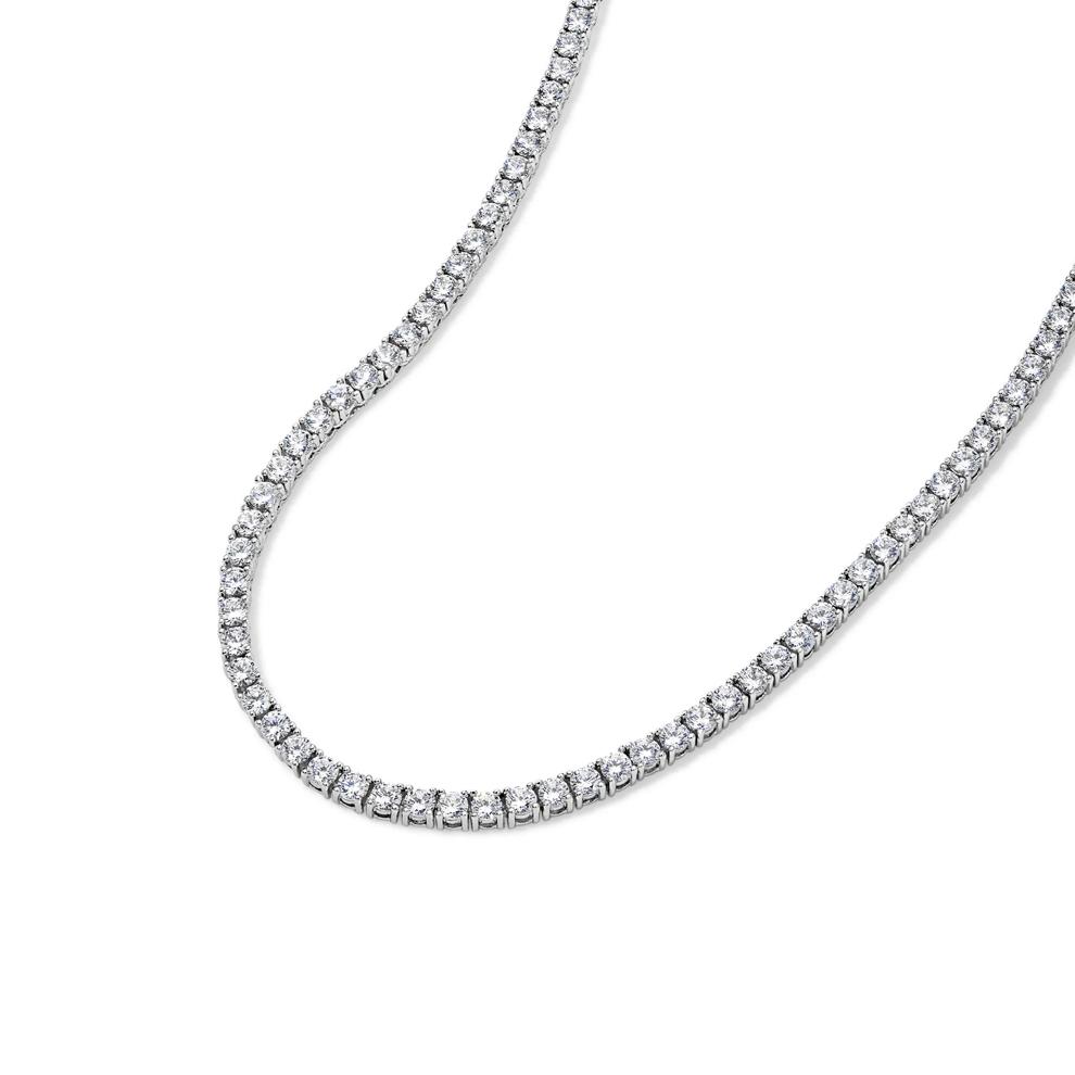 Lab-Created White Sapphire Tennis Necklace in Sterling Silver – Image 2 of 4