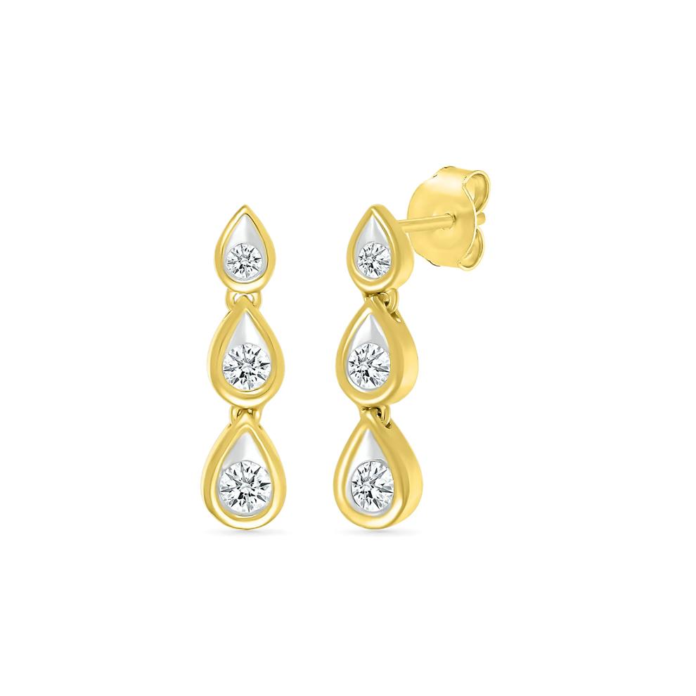 Diamond Drop Earrings in 10K Yellow Gold (1/5 ct. tw.) – Image 1 of 3