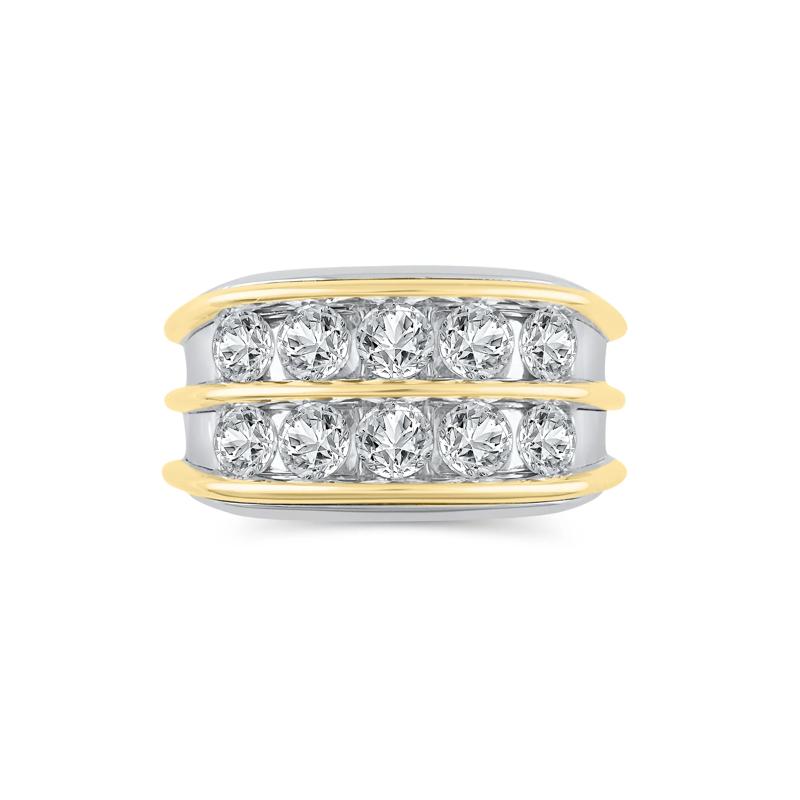 Men&#39;s Lab Grown Diamond Double-Row Ring in 14K White and Yellow Gold &#40;3 ct. tw.&#41; – Image 1 of 4