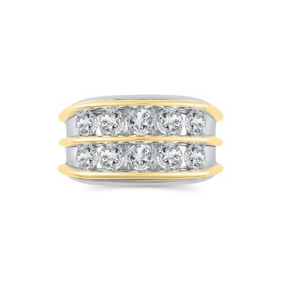 Men's Lab Grown Diamond Double-Row Ring in 14K White and Yellow Gold (3 ct. tw.)