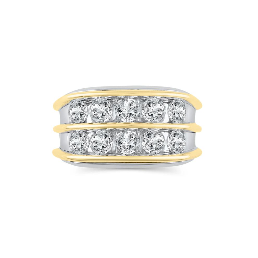 Men's Lab Grown Diamond Double-Row Ring in 14K White and Yellow Gold (3 ct. tw.) – Image 1 of 5