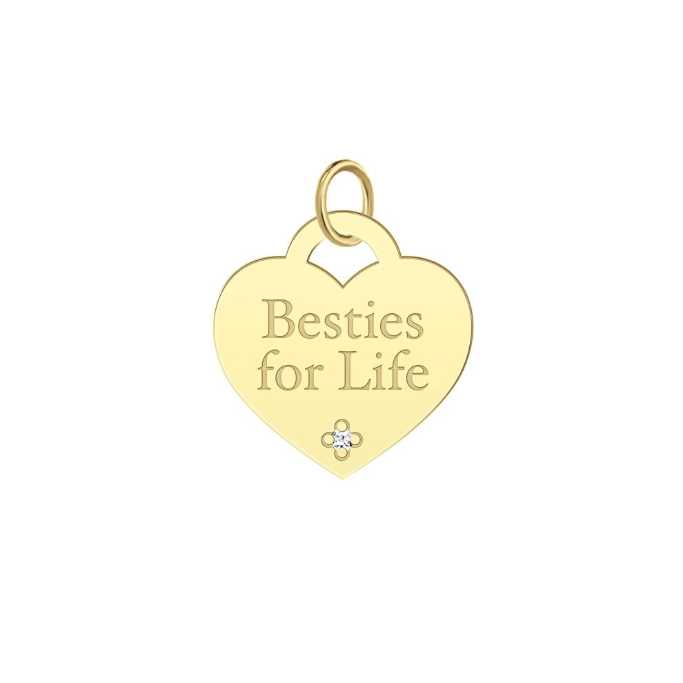 Besties For Life Heart Charm with Diamond Accent in 10K Yellow Gold – Image 1 of 1