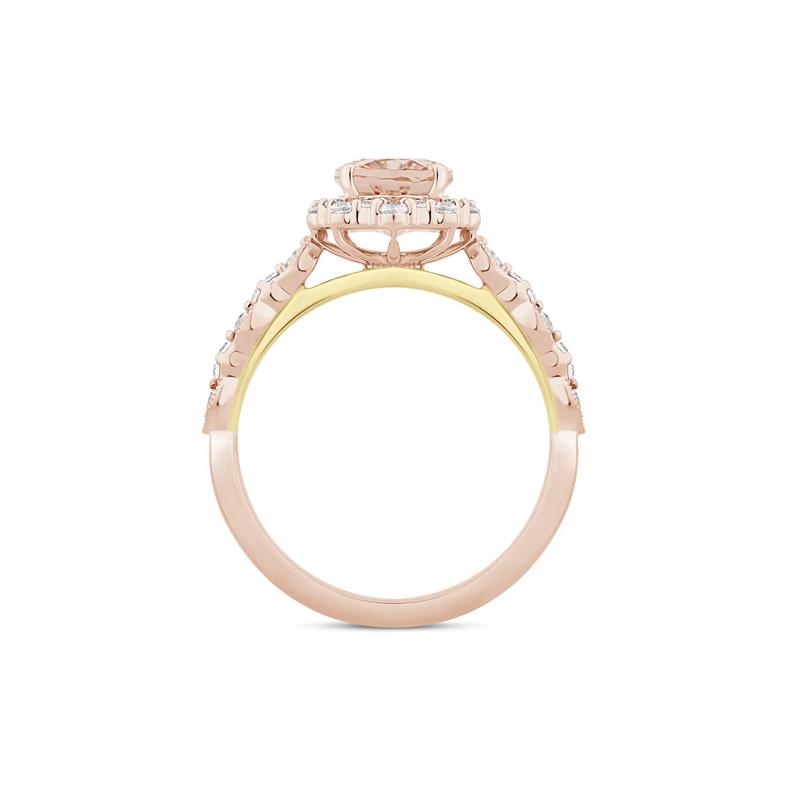 Oval Morganite &amp; Diamond Halo Ring in 14K Rose Gold &#40;3/8 ct. tw.&#41; – Image 2 of 3