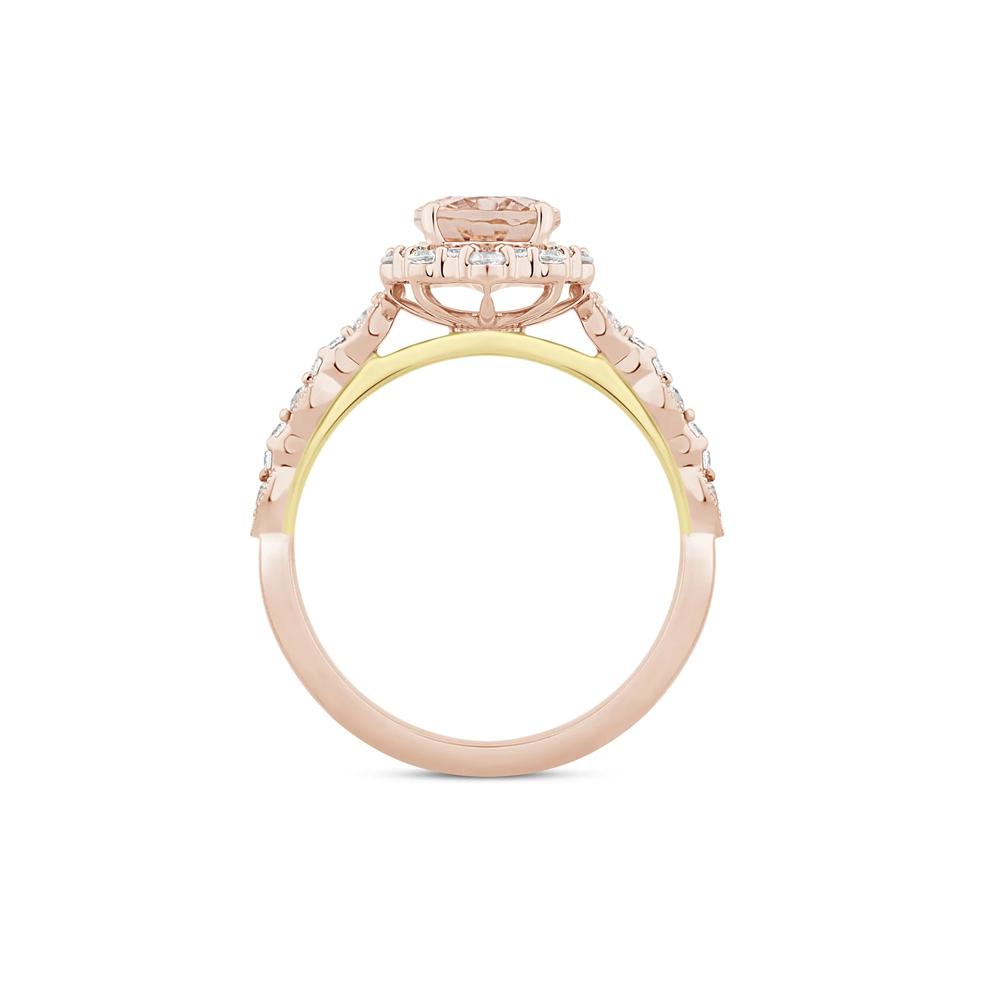 Oval Morganite &amp; Diamond Halo Ring in 14K Rose Gold (3/8 ct. tw.) – Image 2 of 3