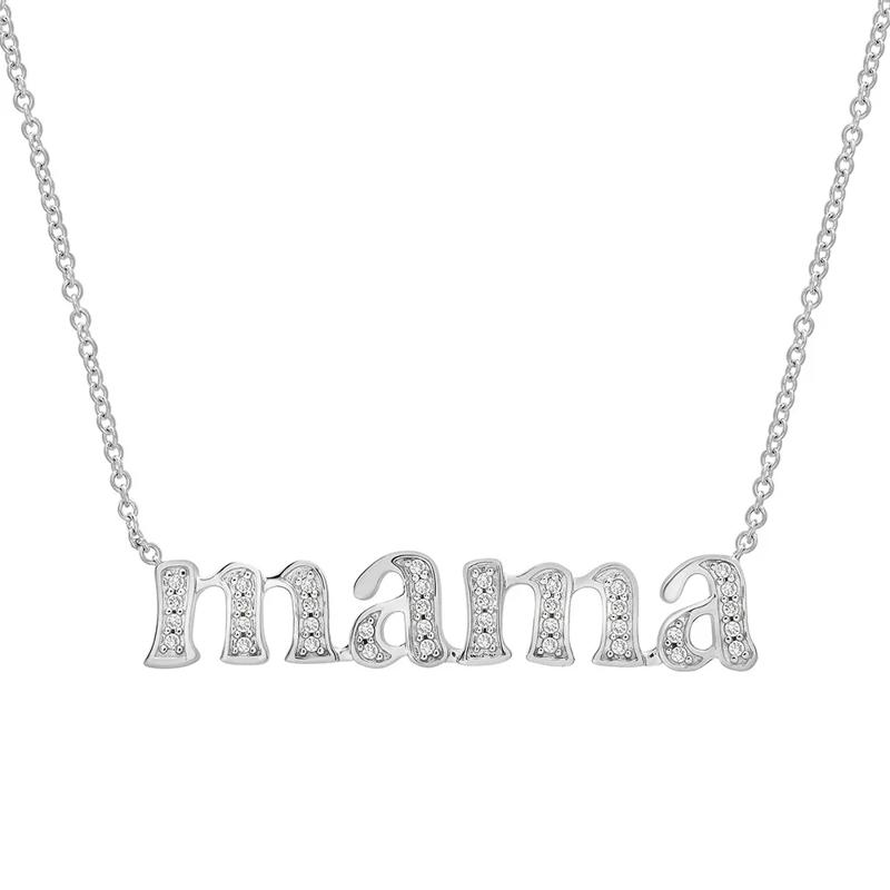 Diamond &ldquo;MAMA&rdquo; Necklace in Sterling Silver &#40;1/7 ct. tw.&#41; – Image 1 of 4