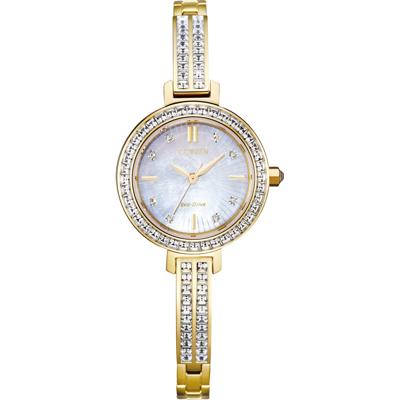 Ladies' Silhouette Crystal Bangle Watch in Gold-Tone Stainless Steel 