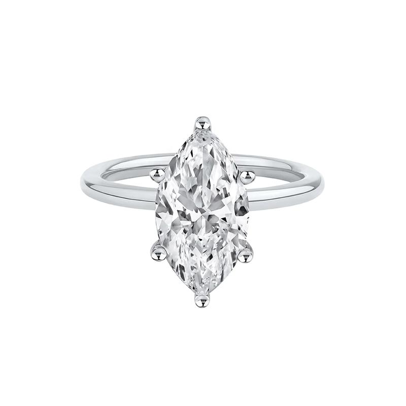 Lab Grown Diamond Solitaire Marquise Engagement Ring in 14k White Gold &#40;3 ct.&#41; – Image 1 of 4