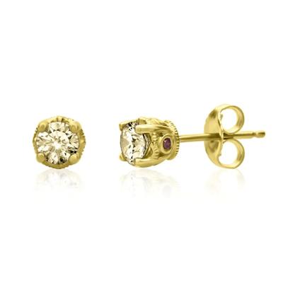 1/2 ct. tw. Yellow Diamond & Garnet Stud Earrings in 10K Yellow Gold