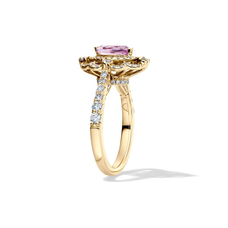 Margaux Rose de France Amethyst Engagement Ring with Diamonds in 14K Yellow Gold &#40;3/4 ct. tw.&#41; – Image 3 of 4
