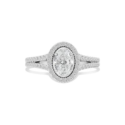 Oval Center Diamond Halo Engagement Ring in Platinum (3/4 ct. tw.)