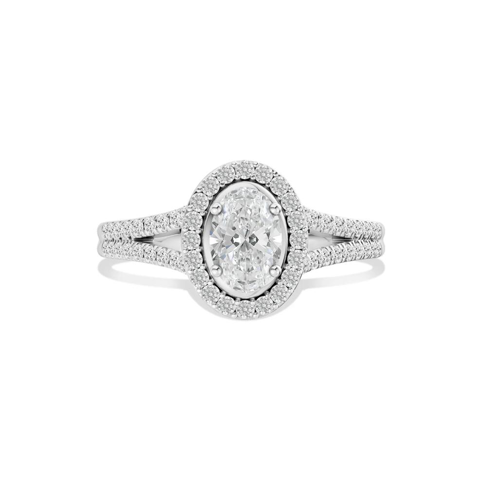 Oval Center Diamond Halo Engagement Ring in Platinum (3/4 ct. tw.) – Image 1 of 4